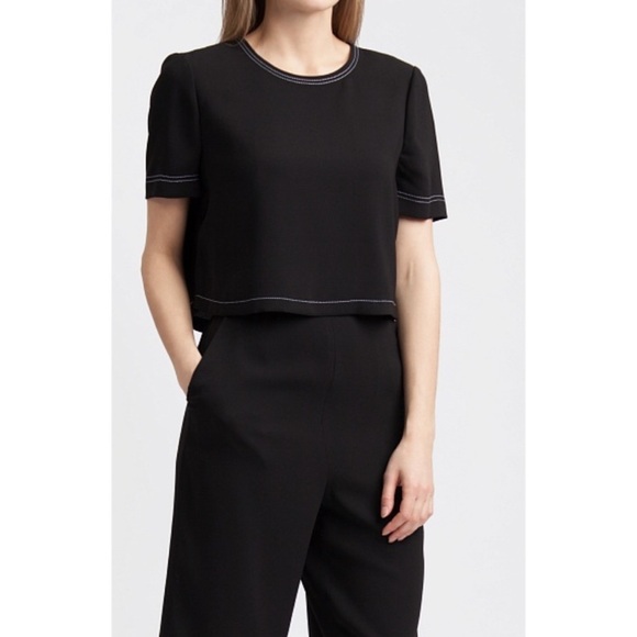 BCBGMaxAzria Richmond Black Short Sleeve Long Bermuda Short Romper Size Small - Picture 8 of 10